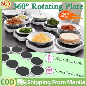 Dining Table Rotating Tray 360° Rotation Kitchen Turntable Plate Anti-Slip Heat-Resistant Lazy-Spin Rotating Tray Tabletop Rotating Serving Tray Easy To Assemble For Kitchen Restaurant And Home