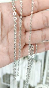 Dây chuyền titan nam nữ mắt xích tròn lấp lánh màu trắng khóa tròn sang trọng nhiều kích thước #hjhjshoptrangsuc