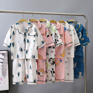 Childrens Summer Suit Thin Boys Homewear Childrens 3/4 Sleeve Pajamas Cardigan Baby Girl Air Conditioning Clothes
