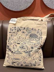 Large Capacity Canvas Tote Bag Womens 2025 New Style Single Shoulder Bag Student Class Commuting Bag Soft Hand Printed