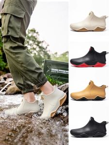 รองเท้าสำหรับสำหรับทั้งหญิงและชายรองเท้าบูทหน้าฝนคู่ตกปลาเดินป่ารองเท้าลุยน้ำสตรีมมิ่งกันน้ำกันลื่นรองเท้าแตะยางนักเรียนวัยรุ่นรองเท้าเชฟเฉพาะสำหรับผู้ชาย