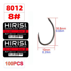 Hirisi 100pcs Barbless Fishing Hooks High Carbon Steel PTFE Coated 8012 High Quality Fishing Accessories Novelties