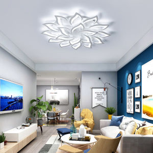 [Remote Dimming] LED Ceiling Lamp Nordic Style Flower Ceiling Light Modern Acrylic Petal Chandelier Flush Mount LED Ceiling Light for Living Room Bedroom