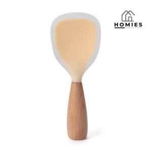 SENDOK NASI SILIKON CENTONG NASI FOOD GRADE SILIKON + KAYU / STANDING RICE SPOON CENTONG NASI BERDIRI SILIKON GAGANG KAYU