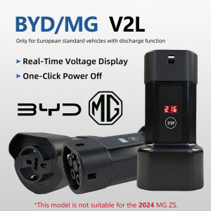 EVqiaoyi Type 2 V2l Discharge Adapter with Display Screen Vehicle to Load Plug with EU Universal Socket for BYD Chery