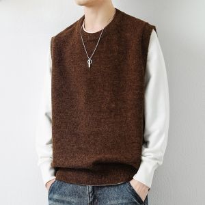 HENGYUANXIANG | Hengyuanxiang Mens Knitted Sweater Casual Loose Base Layer Shirt Fashionable City Style Winter Season Round Neck Vest