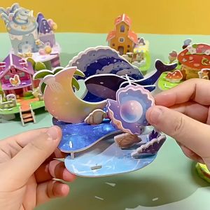 3D DIY Jigsaw Puzzle Ocean Castle House Hard Paper ART Craft Early Learning Children Kids Educational TOYS