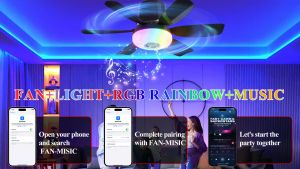 Ceiling Fan with Led Light Remote 32W Ceiling Led Light Fan3 Color in 1 Adjustable For Room Rotatable 3 IN 1 E27 Controller 6 Blades Silent Bedroom