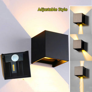 Led Lampu Solar Wall Light Outdoor Waterproof Automatic Sensor Warm Modern Fence Light Garden Decoration Lights for House Villa Gate Outdoor Waterproof Wall Light LED sconces light up and down Double-Headed Spotlight