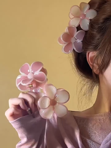 New Fashion Jelly Color Plumeria Flower Hairpin Grips Clips Barrettes Accessory