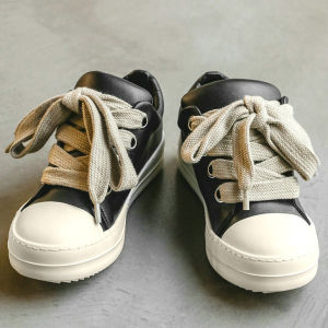 Original Mens Bread Shoes Leather Surface Thick Bottom Black Casual Board Shoes Breathable round Toe Rubber Outsole