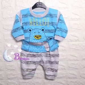 BAJU BAYI LAKI LAKI SETELAN ANAK COWO LUCU STELAN COWOK 6 12 BULAN KEREN TRENDY KEKINIAN BEAR TANGAN PANJANG BOBOBAM