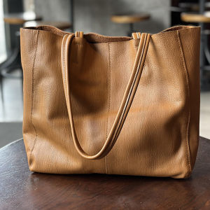 BeeGreen Women Genuine Leather Soft Tote Bag Large Capacity Shoulder Bag Elegant Underarm Bag with Detachable inner bag