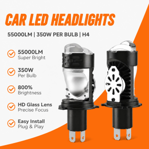 H4/9003/HB2 LED Headlight Bulb Projector Lens Canbus Super Bright LED 3000W 3500000LM 6000K Hi/Low Light Apply to Car&Motorcycle