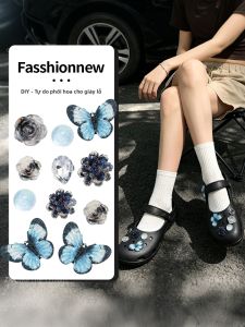 ZUYINBULUO | Phụ Kiện Mới Dành Cho Nữ Crocs Phụ Kiện Bướm Xanh