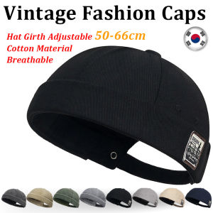Vintage Caps for Men Women Washed Denim Adjustable Beanie Brimless Cap Sun & Wind Protection Breathable Quick-Drying Soft Comfortable Fashion Leisure Street Hip Hop Style Baseball Snapback Skull Hats with Alphabet Embroidery
