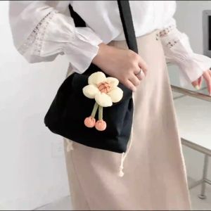 JIVIVIL tui đeo nữ chéo tui xách nữ mẫu mới  túi xách canvas mini hàn quốc Túi Xách Canvas Mini Họa Tiết Hoa Thời Trang Hàn Quốc Cho Nữ