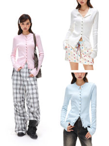 Apea | Slimming Shimmering Heart Star Buttons Long Sleeve Cardigan