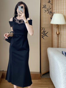 SUYE | French High-end Sophisticated Style One-shoulder Sleeve Bodycon Slim Dress