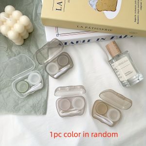 1pc random color Transparent Tweezers Travel Contact Glasses Case for Women Portable Contact Glasses Box