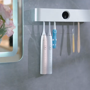 Keluer กล่องฆ่าเชื้อแปรงสีฟัน ที่ใส่แปรงสีฟัน 5600mAh สวิตซ์เซนเซอร์ การฆ่าเชื้อด้วยแสงสีม่วง + การอบแห้ง