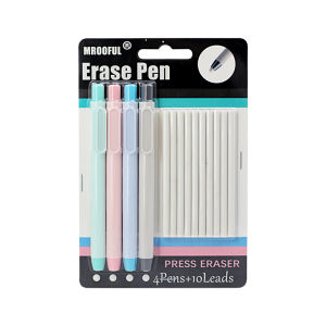 Eraser Pen Card Set Creative Pen Shape Press Type Pencil Eraser with Replaceable Core Sketching Painting Writing Erase Supplies