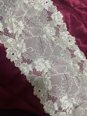 2m x 17cm ren viền ren trắng kem co giản ren xinh trang trí váy áo túi ví nón làm handmade ren may bra