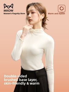 Miiow | Warmth Cat Lady Knitted Long Sleeve Thermal Underwear Top Womens Outerwear Elegant Style Fitted Soft Polyester Fiber T-shirt