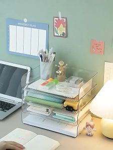 Singapore A4 Stackable Document Tray Transparent Clear Table Organizer