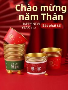TAFUMAN | Wedding Celebration Red Gold Foil Paper Bowl