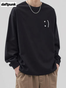 Áo Thun Dài Tay Vải Cotton Polyester Thường Ngày Dành Cho Nam Và Nữ Họa Tiết Mặt Cười Phong Cách Đường Phố Thương Hiệu Thời Trang