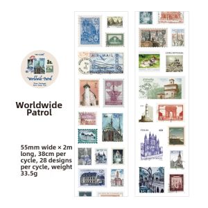 Vintage Stamp Sticker Decorative Tape Plant Pattern DIY Decal