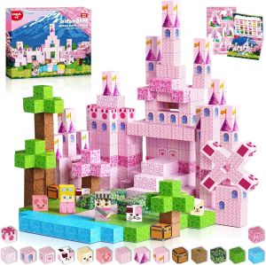 Princess Castle Magnetic Block Set for Kids Portable Dreamy Girl Puzzle Game DIY Construction Toy for Children Sensory Play