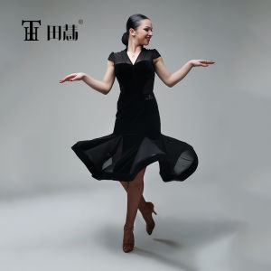 Classic Latin Dance Skirt Velvet Wrap around Practice Skirt Womens Sport Fitness Fan Gear Tanghui Dancewear Short Sleeve