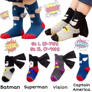 KAOS KAKI ANAK LAKI MURAH IMPORT SUPERHERO COTTON SAYAP WINGS