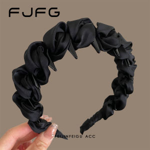 Elegant Cloud Bubble Toothed Hairband Womens High Forehead Face Slimming Pure Color Versatile Face Wash Hair Clip