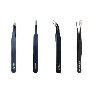 Anti-Static Stainless Steel Tweezers Set Precision Industrial Tweezers for Electronics Repair Model Making & Home Use
