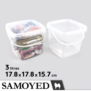 SAMOYED STBX-KC-178 Tempat / Kotak / Ember Plastik Penyimpanan Serba Guna / Food Grade Plastic Storage / Container / Organizer Box / Bucket 3 Liter (Makanan / Minuman / Snack / Dessert / Pudding / Yoghurt / Es Krim / Buah / Aksesoris / Mainan)