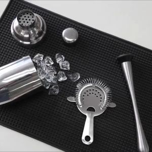 Black Bar Mat Anti-slip Rubber Mats Thickened Pvc Rubber Shock Absorbers Bar Counter Mat Waterproof Heat Resistant Drain Mat Home Bar Cafe Square Spill Mat Thickened Pvc Drain Mat