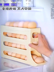 Khay đựng trứng cuộn tự động 4 tầng tiết kiệm không gian cho tủ lạnh giá đỡ trứng lăn tự động