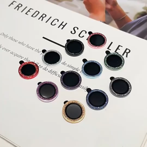 2-3Pcs/Set Glitter Bling Pelindung Lensa Kamera Kaca Tempered untuk iPhone 11 16 15 Pro Max 13 12 15 Plus 12 Mini 16promax Ring Metal Camera Lens Protector Film