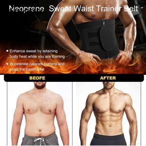 Plus Size Waist Trainer for Men Stomach Belt Body Shaper Sauna Fat Burner for Men Neoprene Slimming Belt Tummy Trimmer Adjustable Waiste Trainer Shapewear Waist Trimmer Binder for Slimming Tummy