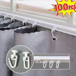 YESPERY 100pcs Curtain Track Mute Slider Plastic Curtain Hook Room Shower Curtain Hanging Hook Curtain Replacement Accessories