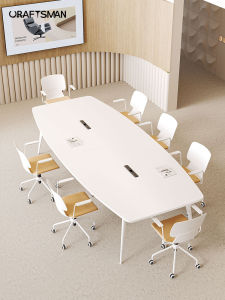 Conference Table Long Table Minimalist Modern Small Desk Oval Scandinavian Conference Room Table and Chair Combination White Conference Table