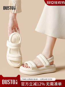 Dadong Beach Sandals Womens Shoes 2024 Summer New Arrival Casual Fashion Flats Mid Heel Velcro round Toe X0218