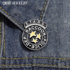 Stars Raccoon City Brooch Enamel Pin Custom Special Tactics and Rescue Service Game Brooch Lapel Badge Punk Gothic Jewelry Gift