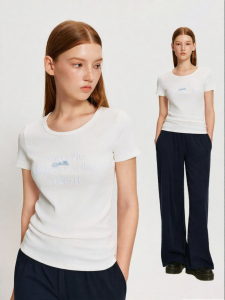 Sweet Style Bow Print Slim Fit Short Sleeve Tshirt