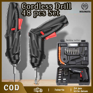 Mesin Bor Cordless Mini 48pcs Set 4.2V & Screwdriver Baterai Obeng