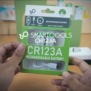 Baterai Cas Isi Ulang 2pcs Smartoools Powerbatt CR123A 3.7V Type-C USB Rechargeable Lithium Battery Charge
