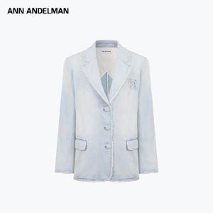 ANN ANDELMAN | Turn-down Collar Oversized Vintage Washed Denim Blazer